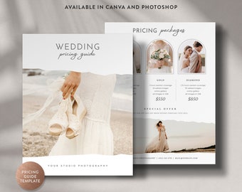 Guida ai prezzi del matrimonio Modello Canva, Modello Photoshop per branding matrimonio, Volantino listino prezzi, Branding fotografico - DOWNLOAD IMMEDIATO PG022