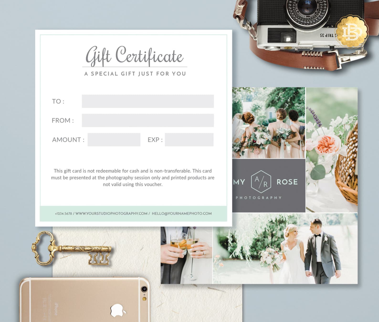 Photography Gift Card Template Gift Certificate Etsy