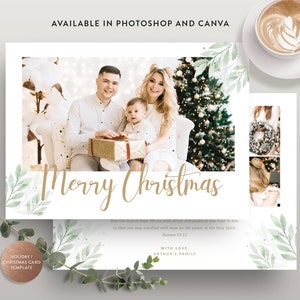 Christmas Canva Card Template, Holiday Card, Greeting Card Photoshop Template Design, Merry Christmas Card Template - INSTANT DOWNLOAD HC012