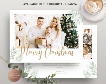 Christmas Canva Card Template, Holiday Card, Greeting Card Photoshop Template Design, Merry Christmas Card Template - INSTANT DOWNLOAD HC012