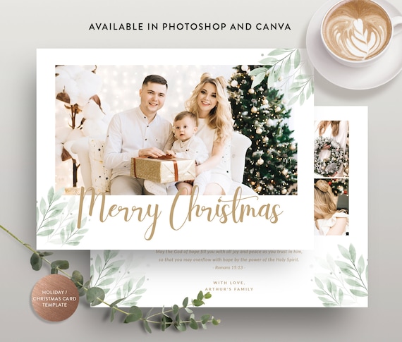 Christmas Card Template: Holiday Photo Card, Canva & Photoshop (Instant Download)