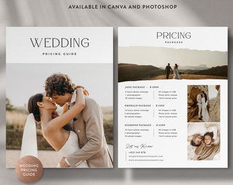 Modello Canva per la guida ai prezzi della fotografia, elenco della guida ai prezzi per i matrimoni per fotografi, listino prezzi di Photoshop - DOWNLOAD IMMEDIATO PG018