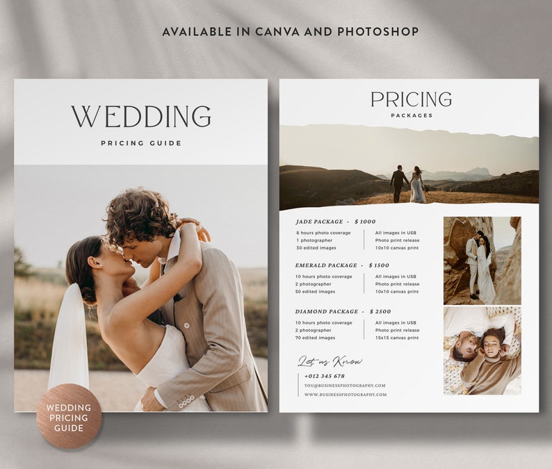 Photography Pricing Guide Canva Template Wedding Pricing image 1