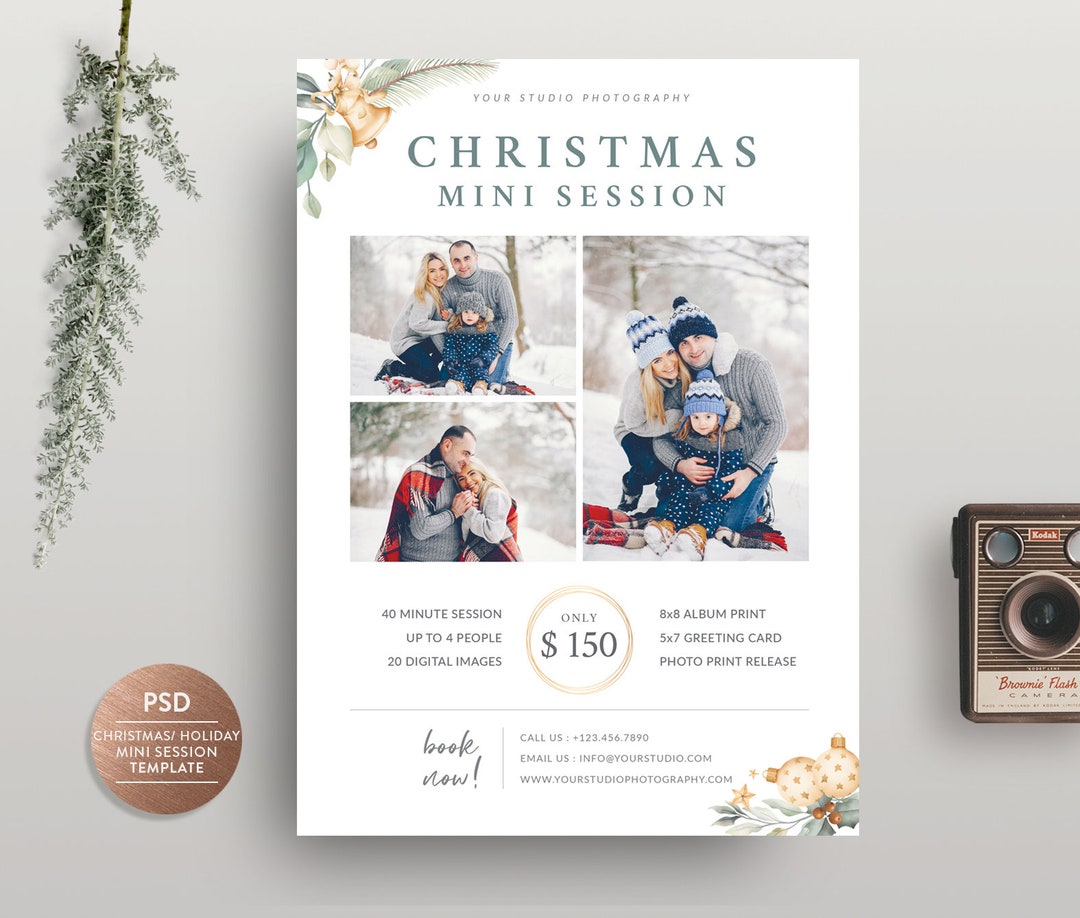 Christmas Mini Session Template: Photographer Marketing Card (PSD) - Etsy