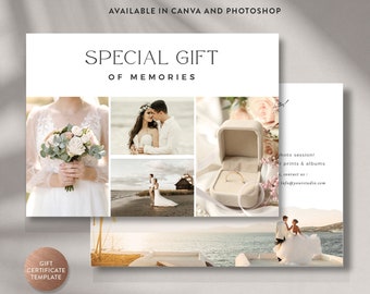 Fotografia Gift Card modello CANVA, Photoshop Gift Certificate Template per fotografo, Gift Card Design - DOWNLOAD IMMEDIATO - GC013
