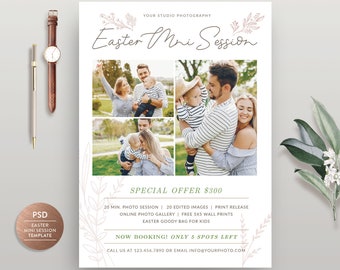 Easter Mini Session Flyer Template: Photography Marketing Card (PSD)