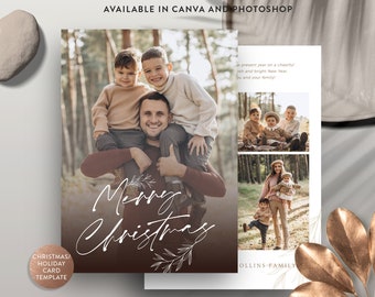 Plantilla de tarjeta navideña: Diseño de foto familiar (Canva y Photoshop, 5 x 7 pulgadas)