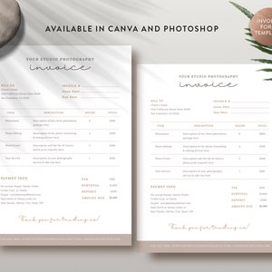 Photography Invoice Canva Template, Receipt Form Photoshop Template, Photographer Business Form, Payment Form - INSTANT DOWLOAD IRF005