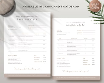 Photography Invoice Canva Template, Receipt Form Photoshop Template, Photographer Business Form, Payment Form - INSTANT DOWLOAD IRF005