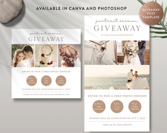Portrait Giveaway Canva Template, Photography Giveaway Post Photoshop Template, Instagram Story Marketing Template - INSTANT DOWNLOAD IS014