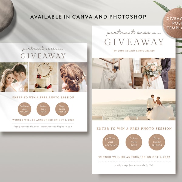 Portrait Giveaway Canva Vorlage, Fotografie Werbegeschenk Post Photoshop Vorlage, Instagram Story Marketing Vorlage - INSTANT DOWNLOAD IS014