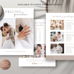 Photography Pricing Guide Canva Template, Wedding Pricing Guide List for Photographers, Photoshop Price Sheet - INSTANT DOWNLOAD PG017