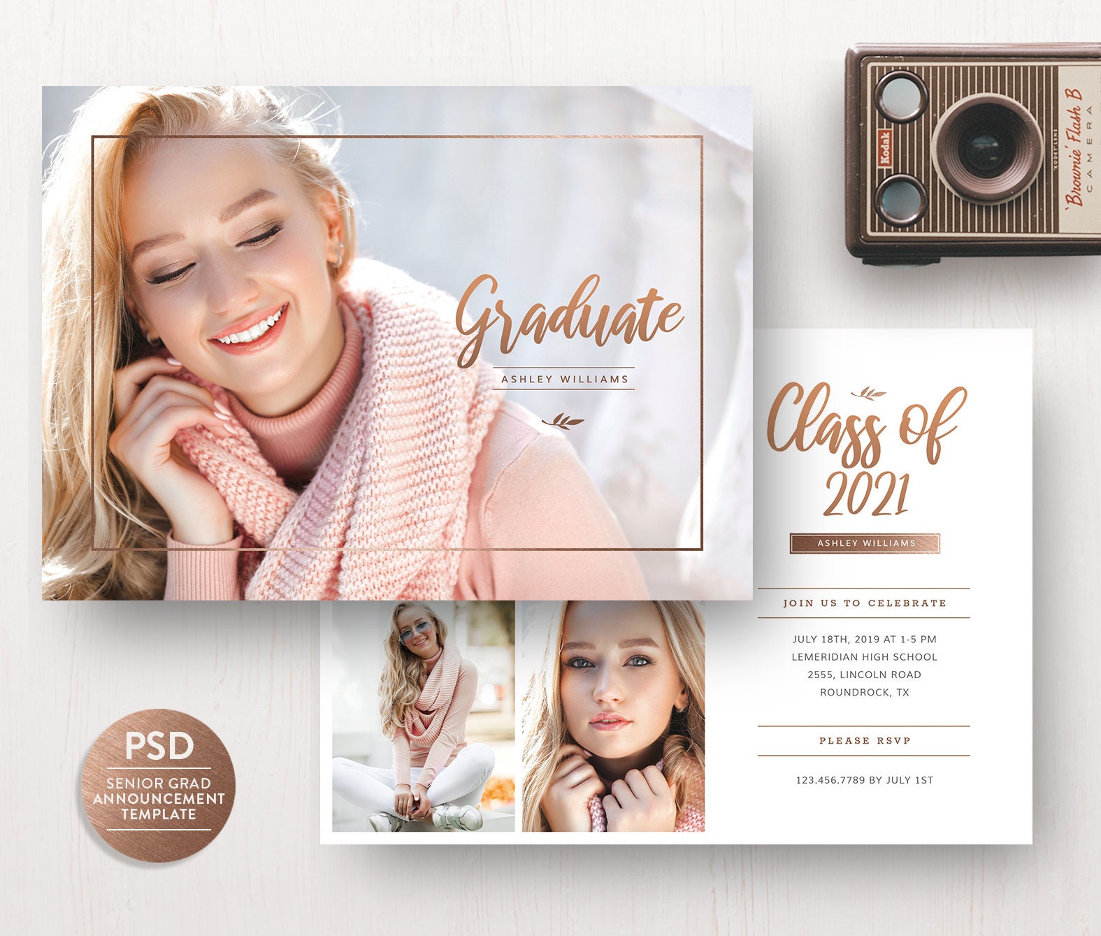 Senior Announcement Card Template High School Graduation | Etsy