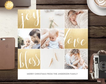 Holiday Greeting Card Template, Christmas Greeting Card Design, Greeting Card Template Design for Photographers - INSTANT DOWNLOAD - HC003