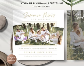 Summer Mini Session Canva Template, Photography Mini Session Marketing Flyer, Summer Photoshop Template Card - INSTANT DOWNLOAD MS078