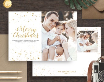 Modèle de carte de Noël : carte photo élégante pour les fêtes (PSD, téléchargement immédiat)