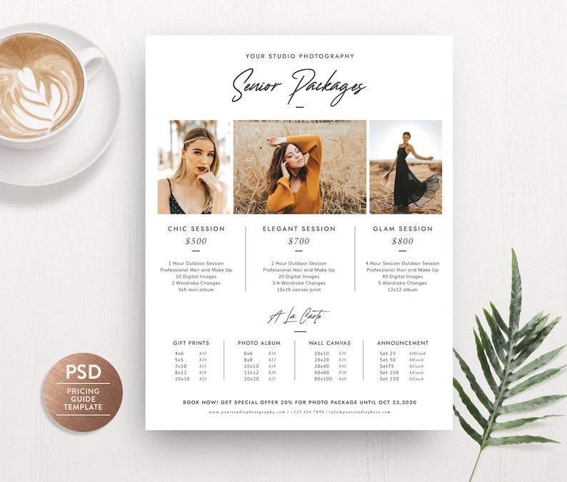 Pricing Guide Template for Senior Photographer Price List - Etsy