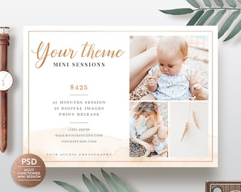 Mini Session Template, Photography marketing template, Photoshop template, Gold Mini Session for Photographer, Photo Session, Marketing Card