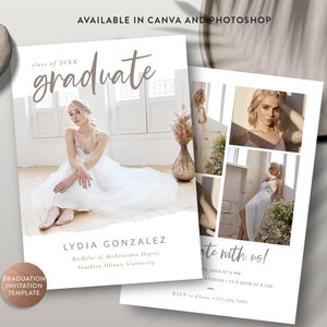 Plantilla de anuncio de graduación para Canva y Photoshop, tarjeta de graduación editable, plantilla de invitación de graduación - DESCARGA INMEDIATA SG016