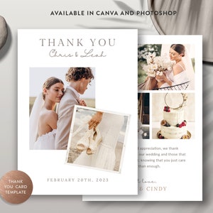 Dankeskarte Canva Vorlage, Dankbarkeitskarte Photoshop Vorlage, Hochzeit Dankeskarte Vorlage - INSTANT DOWNLOAD TC001