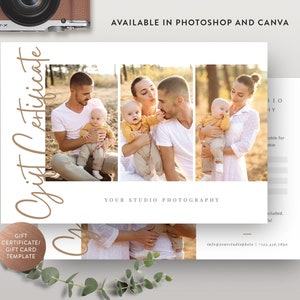 Modèle CANVA de carte-cadeau photographie, modèle de chèque-cadeau Photoshop pour photographe, conception de carte-cadeau - TÉLÉCHARGEMENT IMMÉDIAT - GC011