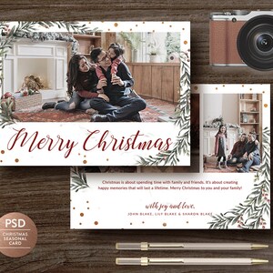 Christmas Photo Card Template: Holiday Greeting Design (PSD, 7x5 inch)