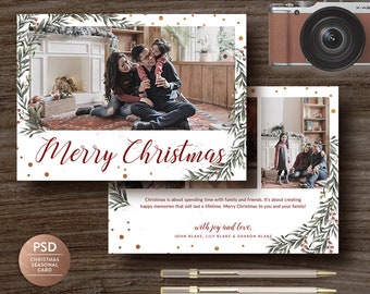 Modèle de carte photo de Noël : conception de voeux de Noël (PSD, 7 x 5 pouces)