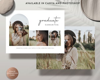 Graduation Announcement Card Canva Template, Graduation Invitation Photoshop Template, Senior Graduation Card - INSTANT DOWNLOAD SG022