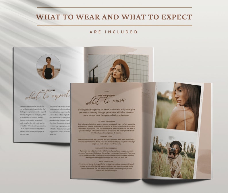 Senior Welcome Guide, Senior Photography Client Guide, What to wear, Senior Pricing Guide , Editable CANVA Magazine template, Senior Style image 4