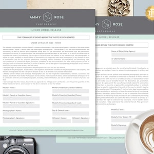 Photography Model Release Template , Adult Minor Model Release Form in MS Word and Adobe Photoshop - INSTANT DOWNLOAD - AMR002