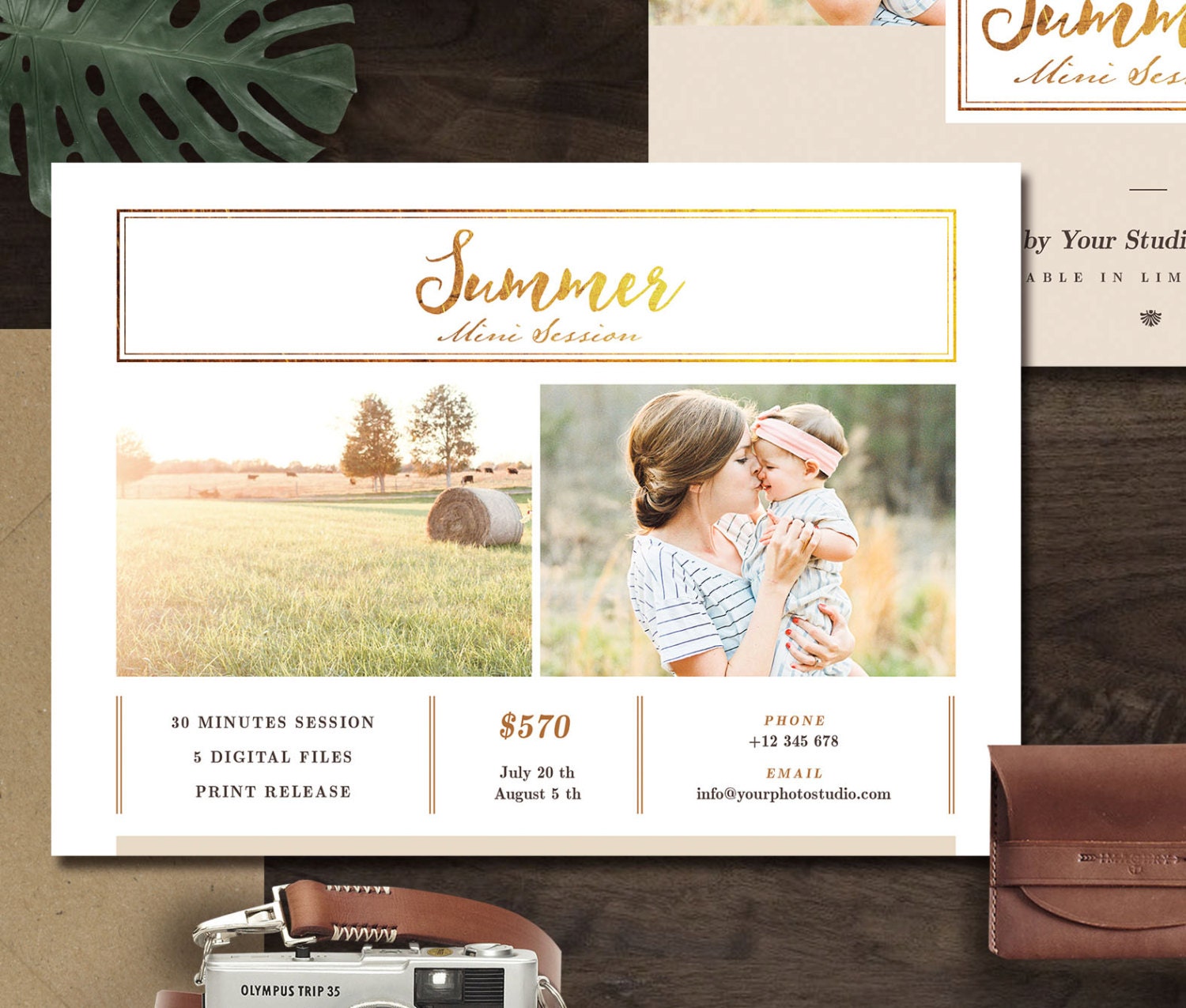 Summer Mini Session Template, Photoshop Template for Photographers, Photography Marketing Template, INSTANT DOWNLOAD - MS001