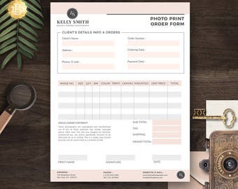 Print Order Template for Photographer, Photography Print Order Form in MS Word and Adobe Photoshop - INSTANT DOWNLOAD - PPO003