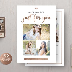 Modèle de carte-cadeau photographie, modèle de chèque-cadeau Photoshop pour photographe, conception de carte-cadeau - TÉLÉCHARGEMENT IMMÉDIAT GC008