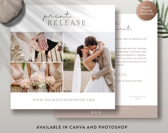 Print Release Template for Photographer, Photo Print Release Photoshop Design Template, Photo Marketing Template - INSTANT DOWNLOAD PR007
