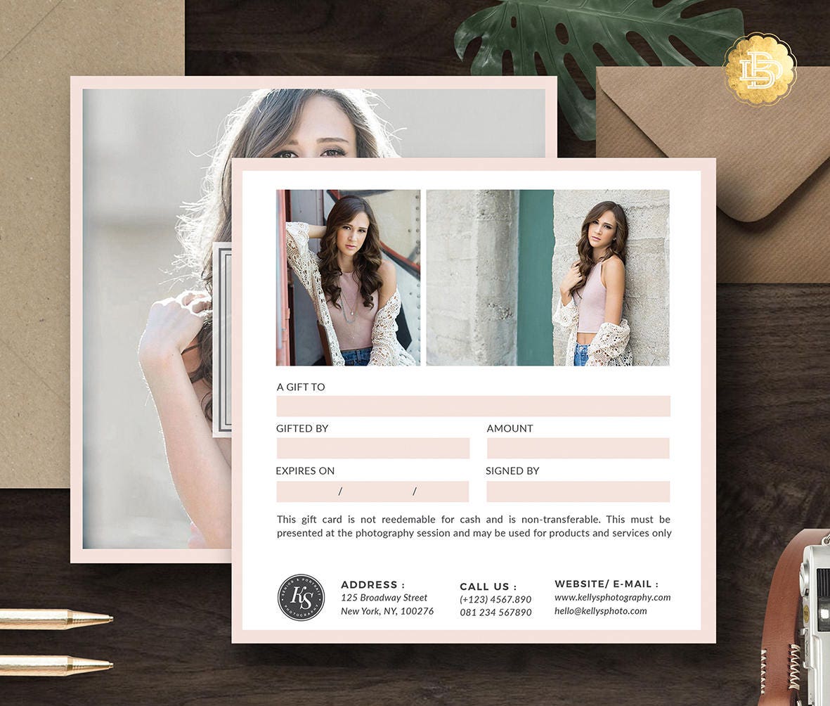 Photography Gift Card Template Gift Certificate Etsy