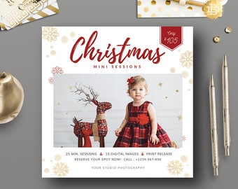 Christmas Mini Session Template, Holiday Mini Session Flyer Design, Mini Session Template Card for Photographer - INSTANT DOWNLOAD MS021