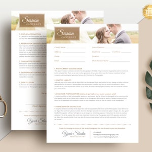 Session Contract Template for Photographer, Photography Contract Form in MS Word and Adobe Photoshop - INSTANT DOWNLOAD - SC001