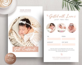 Photography Gift Card Template, Photoshop Gift Certificate Template for Photographer, Gift Card Design - INSTANT DOWNLOAD GC010