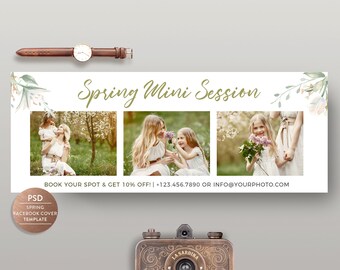 Spring Mini Session Facebook Timeline, Facebook Banner Spring Mini Session Business Page for Photographer - INSTANT DOWNLOAD FC007