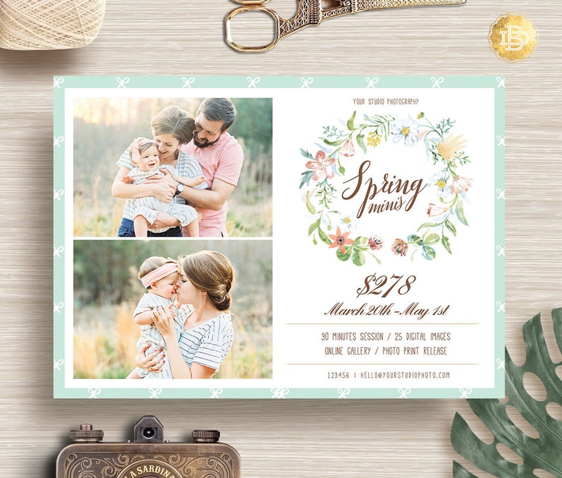 Floral Spring Mini Session Template: Photographer Marketing Flyer (PSD ...