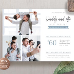 Father's Day Mini Session Template for Photographers, Daddy and Me Portrait Mini Session, Father's Day Flyer INSTANT DOWNLOAD MS035 image 1