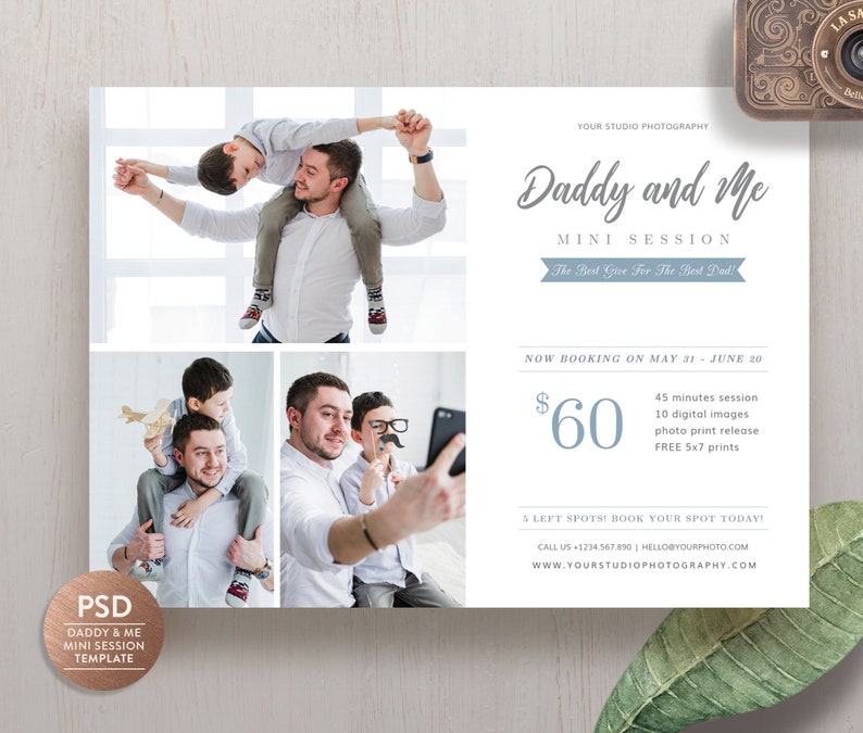 Father's Day Mini Session Template for Photographers, Daddy and Me Portrait Mini Session, Father's Day Flyer INSTANT DOWNLOAD MS035 image 1