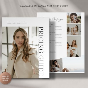 Senior Portrait Pricing Guide Canva Template, Senior Photography Pricing Guide List, Photoshop Price Sheet - INSTANT DOWNLOAD PG021