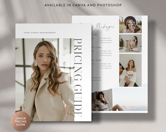 Senior Portrait Photography Pricing Guide: Canva & Photoshop Template (Instant Download)
