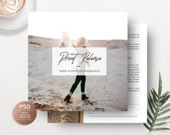 Print Release Template for Photographer, Photo Print Release Photoshop Design Template, Photo Marketing Template - INSTANT DOWNLOAD PR006