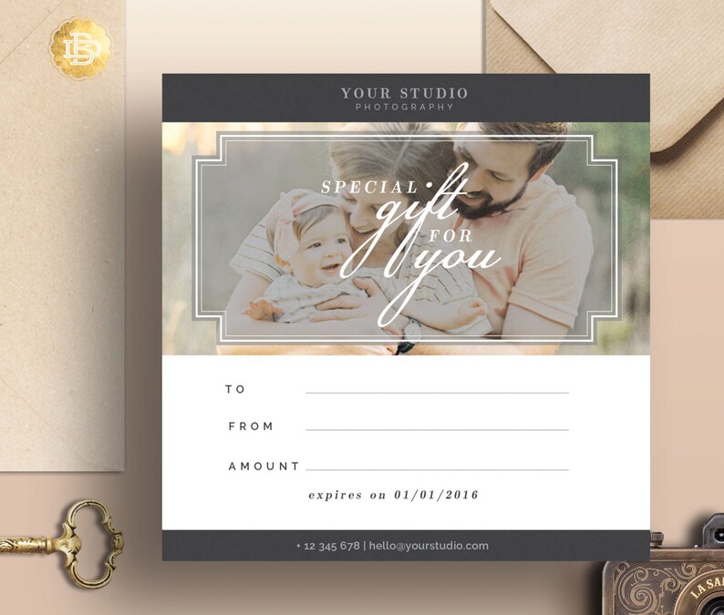 Photography Gift Certificate Template Gift Card Design