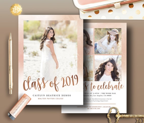 Senior Announcement Card TemplateGraduation Invitation High | Etsy