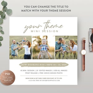 Mini Session Template für Fotografen, Your Theme Mini Session Template, Mini Session Flyer, Photoshop Template - INSTANT DOWNLOAD MS062