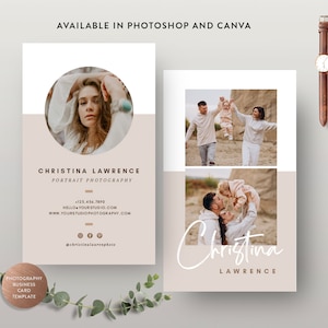 Photography Business Card Canva Template for Photographers, Business Card Photoshop Template, Name Card Template - INSTANT DOWNLOAD - BC008