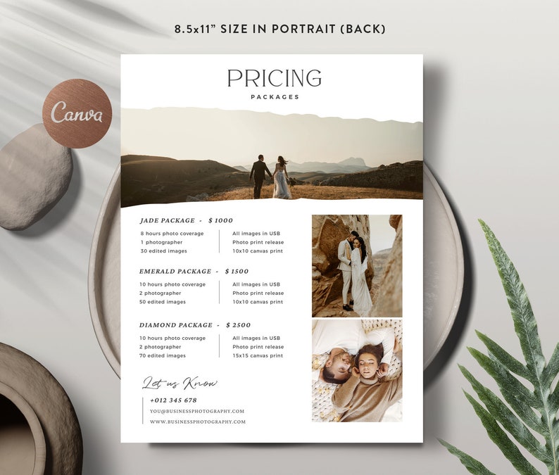Photography Pricing Guide Canva Template, Wedding Pricing Guide List for Photographers, Photoshop Price Sheet INSTANT DOWNLOAD PG018 image 3